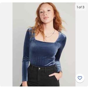 Blue Velvet Square Neck Bodysuit